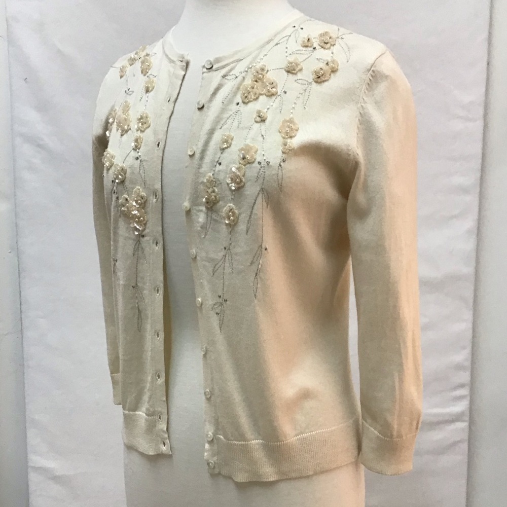 Ann Taylor Eggshell White Silk Sweater-Size M